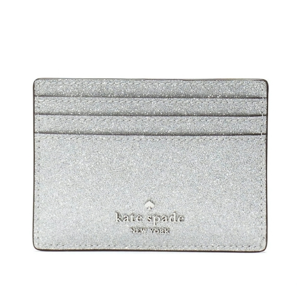 Kate Spade Kate Card Wallet Sparkle Lunar Light Shinny Glimmer Glitter Silver